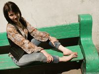 Feet - Galya - 2012-07-15 Barefoot in blue jeans