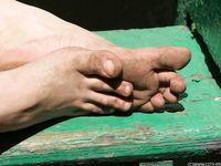 Feet - Galya - 2012-07-15 Barefoot in blue jeans