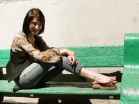 Feet - Galya - 2012-07-15 Barefoot in blue jeans