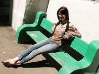 Feet - Galya - 2012-07-15 Barefoot in blue jeans