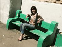 Feet - Galya - 2012-07-15 Barefoot in blue jeans