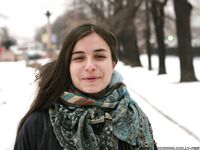 Feet - Gayane - 2013-05-04 Barefoot girl in winter city