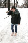 Feet - Gayane - 2013-05-04 Barefoot girl in winter city