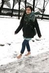 Feet - Gayane - 2013-05-04 Barefoot girl in winter city