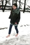 Feet - Gayane - 2013-05-04 Barefoot girl in winter city