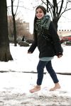 Feet - Gayane - 2013-05-04 Barefoot girl in winter city