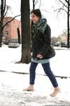 Feet - Gayane - 2013-05-04 Barefoot girl in winter city