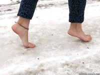 Feet - Gayane - 2013-05-04 Barefoot girl in winter city