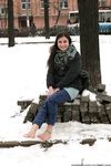 Feet - Gayane - 2013-05-04 Barefoot girl in winter city