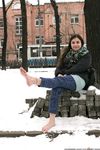Feet - Gayane - 2013-05-04 Barefoot girl in winter city