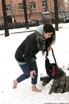 Feet - Gayane - 2013-05-04 Barefoot girl in winter city