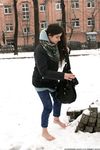 Feet - Gayane - 2013-05-04 Barefoot girl in winter city