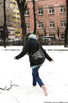 Feet - Gayane - 2013-05-04 Barefoot girl in winter city