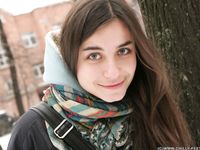 Feet - Gayane - 2013-05-04 Barefoot girl in winter city