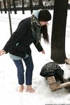Feet - Gayane - 2013-05-04 Barefoot girl in winter city