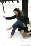 Feet - Gayane - 2013-05-04 Barefoot girl in winter city