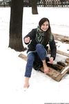 Feet - Gayane - 2013-05-04 Barefoot girl in winter city