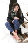 Feet - Gayane - 2013-05-04 Barefoot girl in winter city