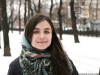 Feet - Gayane - 2013-05-04 Barefoot girl in winter city