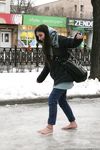 Feet - Gayane - 2013-05-04 Barefoot girl in winter city