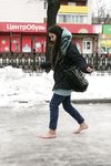 Feet - Gayane - 2013-05-04 Barefoot girl in winter city