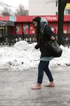 Feet - Gayane - 2013-05-04 Barefoot girl in winter city