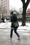 Feet - Gayane - 2013-05-04 Barefoot girl in winter city