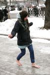 Feet - Gayane - 2013-05-04 Barefoot girl in winter city