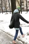 Feet - Gayane - 2013-05-04 Barefoot girl in winter city