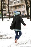 Feet - Gayane - 2013-05-04 Barefoot girl in winter city