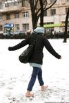 Feet - Gayane - 2013-05-04 Barefoot girl in winter city