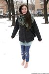 Feet - Gayane - 2013-05-04 Barefoot girl in winter city
