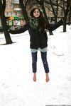 Feet - Gayane - 2013-05-04 Barefoot girl in winter city