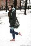 Feet - Gayane - 2013-05-04 Barefoot girl in winter city
