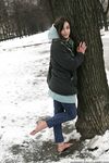 Feet - Gayane - 2013-05-04 Barefoot girl in winter city