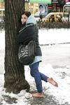 Feet - Gayane - 2013-05-04 Barefoot girl in winter city