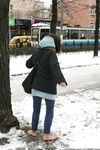 Feet - Gayane - 2013-05-04 Barefoot girl in winter city