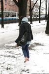 Feet - Gayane - 2013-05-04 Barefoot girl in winter city