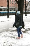 Feet - Gayane - 2013-05-04 Barefoot girl in winter city