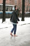 Feet - Gayane - 2013-05-04 Barefoot girl in winter city
