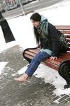 Feet - Gayane - 2013-05-04 Barefoot girl in winter city