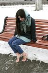 Feet - Gayane - 2013-05-04 Barefoot girl in winter city