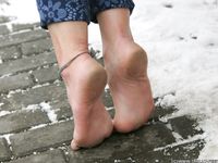 Feet - Gayane - 2013-05-04 Barefoot girl in winter city