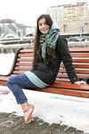 Feet - Gayane - 2013-05-04 Barefoot girl in winter city