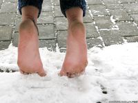 Feet - Gayane - 2013-05-04 Barefoot girl in winter city