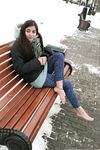 Feet - Gayane - 2013-05-04 Barefoot girl in winter city