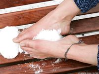 Feet - Gayane - 2013-05-04 Barefoot girl in winter city