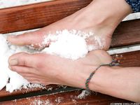 Feet - Gayane - 2013-05-04 Barefoot girl in winter city