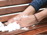 Feet - Gayane - 2013-05-04 Barefoot girl in winter city