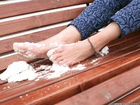 Feet - Gayane - 2013-05-04 Barefoot girl in winter city